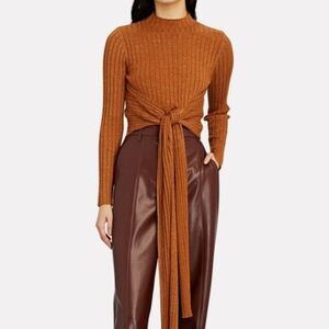 REVOLVE Ribbed Tie-Front Sweater in Rust